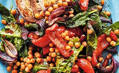 One-tray paprika-roast vegetables & chickpeas