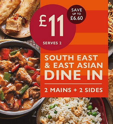 £11 South East & East Asian Dine in | 2 Main + 2 Sides | Serves 2