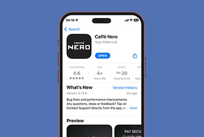 Image of Caffé Nero app in apple store