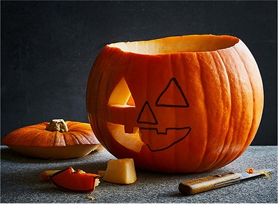 Image of traditional pumpkin design being cut out