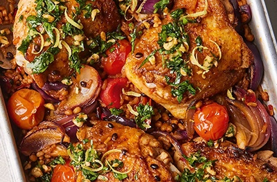 Baharat chicken & chickpea filo pie
