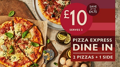 £10 Pizza Express Dine In - 2 Pizzas + 1 Side
