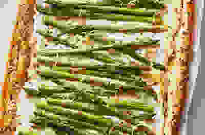 Asparagus & whipped feta tart