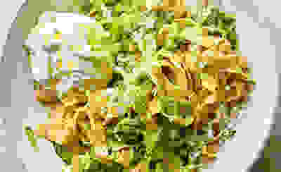 tagliatelle with peas, courgette & burrata