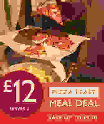 £12 Pizza Feast Meal Deal – Choose 2 pizzas + 2 extras