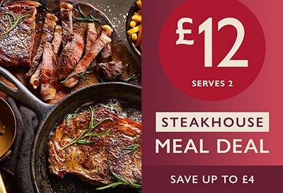 £12 Steakhouse dine in - 1 main + 2 sides