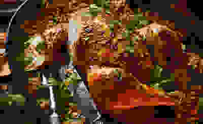 Spiced whole chicken with herby rice