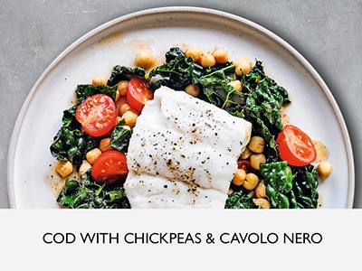 Cod with chickpeas & cavolo nero