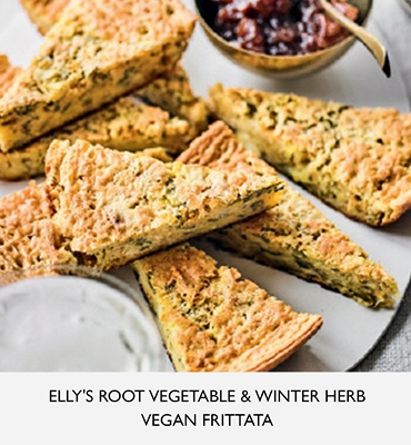 Elly's root vegetable & winter herb vegan frittata