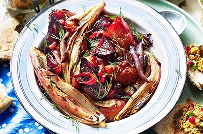Olia Hercules' beetroot, plum & chilli salad