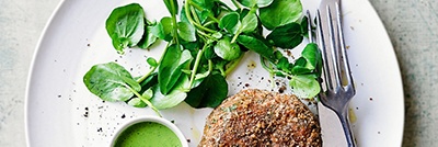 image of watercress with a burger on a plate