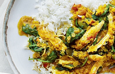 image of chicken curry & spinach