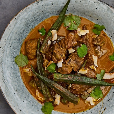 Indonesian-style beef rendang curry