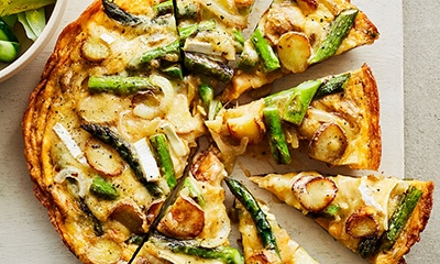 JERSEY ROYAL, BRIE AND ASPARAGUS FRITTATA