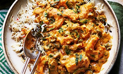 Fish curry with cumin and coriander rice