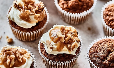 Carrot and maple caramel cupcakes