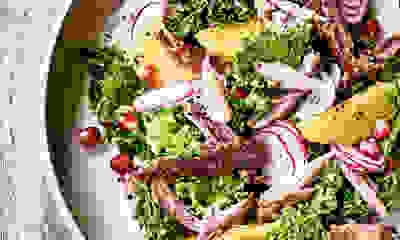 Shredded duck salad with maple vinaigrette