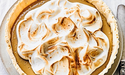 The Happy Pear's salted caramel meringue tart