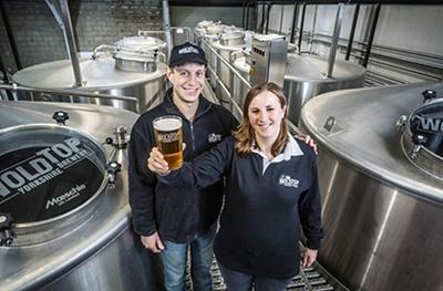 Alex and Kate help to run Wold Top Brewery. Its beers are stocked in selected shops in Yorkshire and the North East