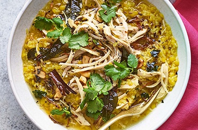 Turkey khitchadi with curry leaves and cashew nuts