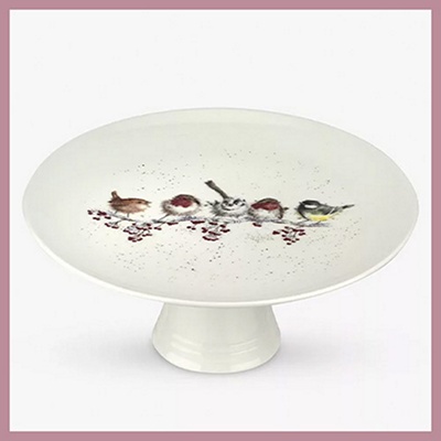WRENDALE CHRISTMAS BIRDS AND BERRIES CAKE STAND