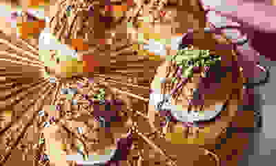 Pistachio cherry chocolate choux buns