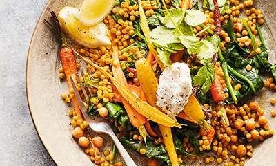 Roasted carrot and chickpea couscous