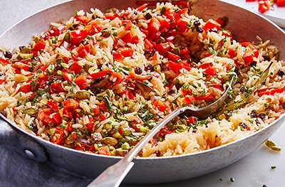 Pepper and pistachio jewelled rice