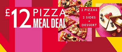£12 Pizza Meal Deal - 2 Pizzas + 2 Sides + Dessert