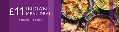 £11 Indian Meal Deal - 2 mains + 2 sides