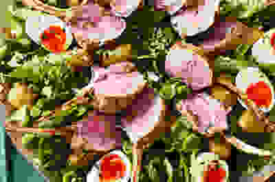 Spring salmagundi with herbed rack of lamb