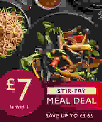 £7 Stir fry dine in - main or tofu + stir fry veg + sauce + noddles or rice