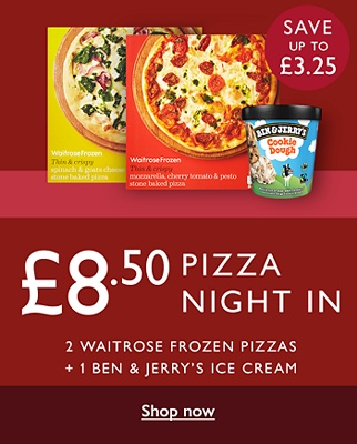 £8.50 Pizza Nigth In - 2 Waitrose frozen pizzas + 1 Ben & Jerry's Ice Cream - Shop Now
