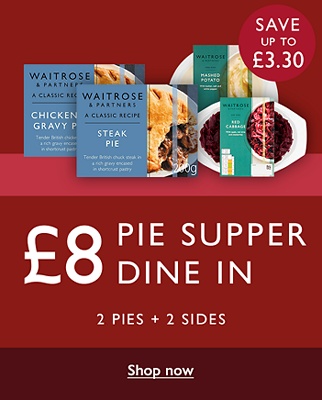 £8 Pie Supper Dine In - 2 Pies + 2 Sides - Shop now