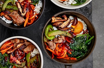 Korean chilli beef and rice bowls