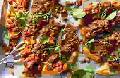 Lamb & aubergine flatbreads