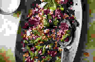 Lentil & brown rice salad with zaatar, sumac, beets, broccoli and feta