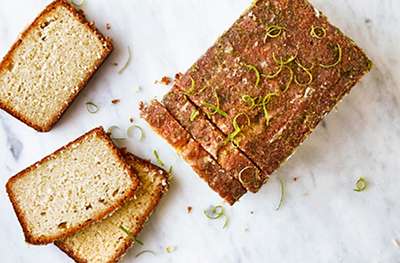 Lime and coconut loaf cake with lime glaze