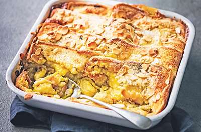 Marzipan bread & butter pudding