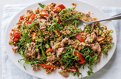 Mediterranean tuna and giant couscous salad