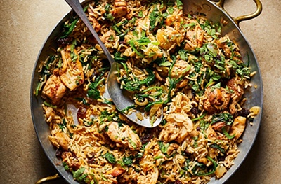 Middle Eastern-style chicken pilaf 
