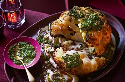 Middle Easternstyle whole roast cauliflower