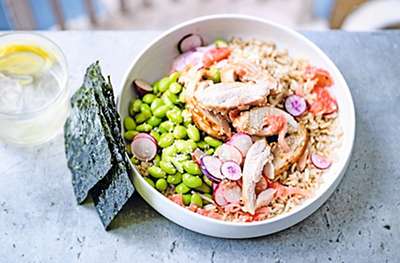 Miso chicken & grapefruit brown rice bowl – new recipe