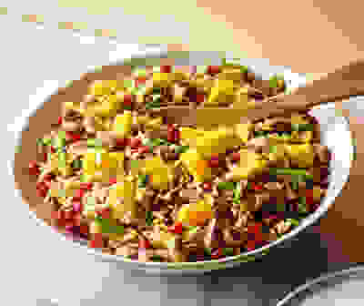 Mixed grain & avocado salad with mango & pomegranate