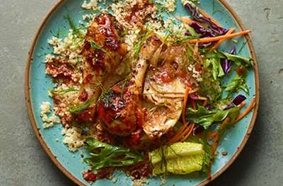 Moroccan-spiced chicken with couscous & salad