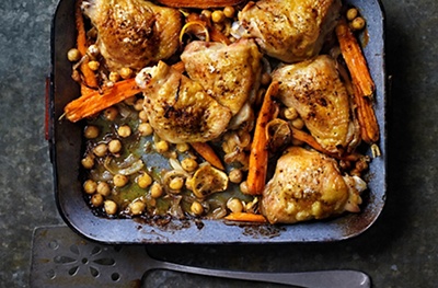 Moroccan-style tray-baked chicken