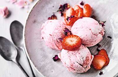 No-churn strawberry & rose ice cream