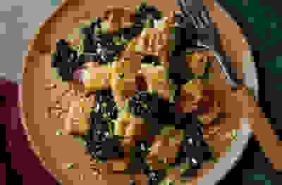 Pan-fried gnocchi with cavolo nero & lemon-chilli pangrattato