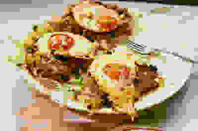 Peai rösti with harissa fried eggs