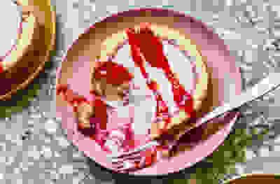 Peach Melba arctic roll 